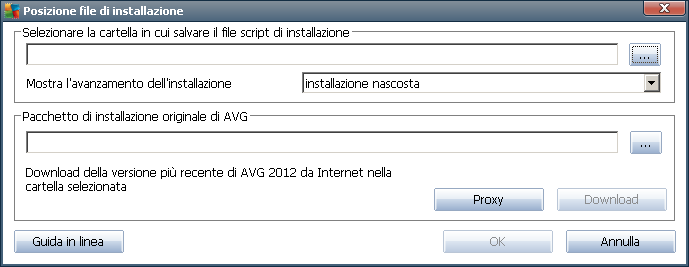 Quindi, dal menu a discesa, selezionare una delle seguenti opzioni: Installazione nascosta: non verrà visualizzata alcuna informazione durante il processo di installazione.