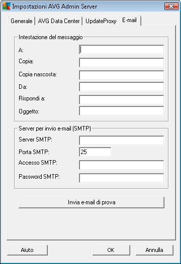 10.4.4. Scheda E-mail In questa scheda sono disponibili le opzioni seguenti: Per poter inviare rapporti grafici tramite e-mail o ricevere notifiche, è necessario innanzitutto configurare questa scheda.