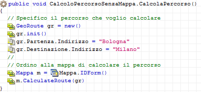 Instant Developer: guida ai componenti E possibile configurare il tipo di percorso che si desidera calcolare tramite le seguenti proprietà: EvitaPedaggi EvitaAutostrade PiùCorto MezzoTrasporto