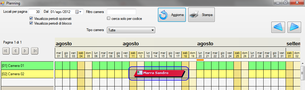 Prima di confermare si verificano i dati in Riepilogo e conferma quindi si preme su Salva in alto. La prima prenotazione è inserita!