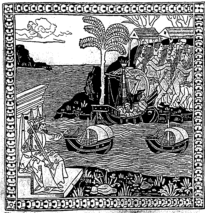 Illustrazione dalla Lettera (di Colombo) a Santangelo del 1493 (ripresa poi quasi tale e quale nella lettera di Amerigo Vespucci a Piero Soderini, "delle isole nuovamente trovate in quattro suoi