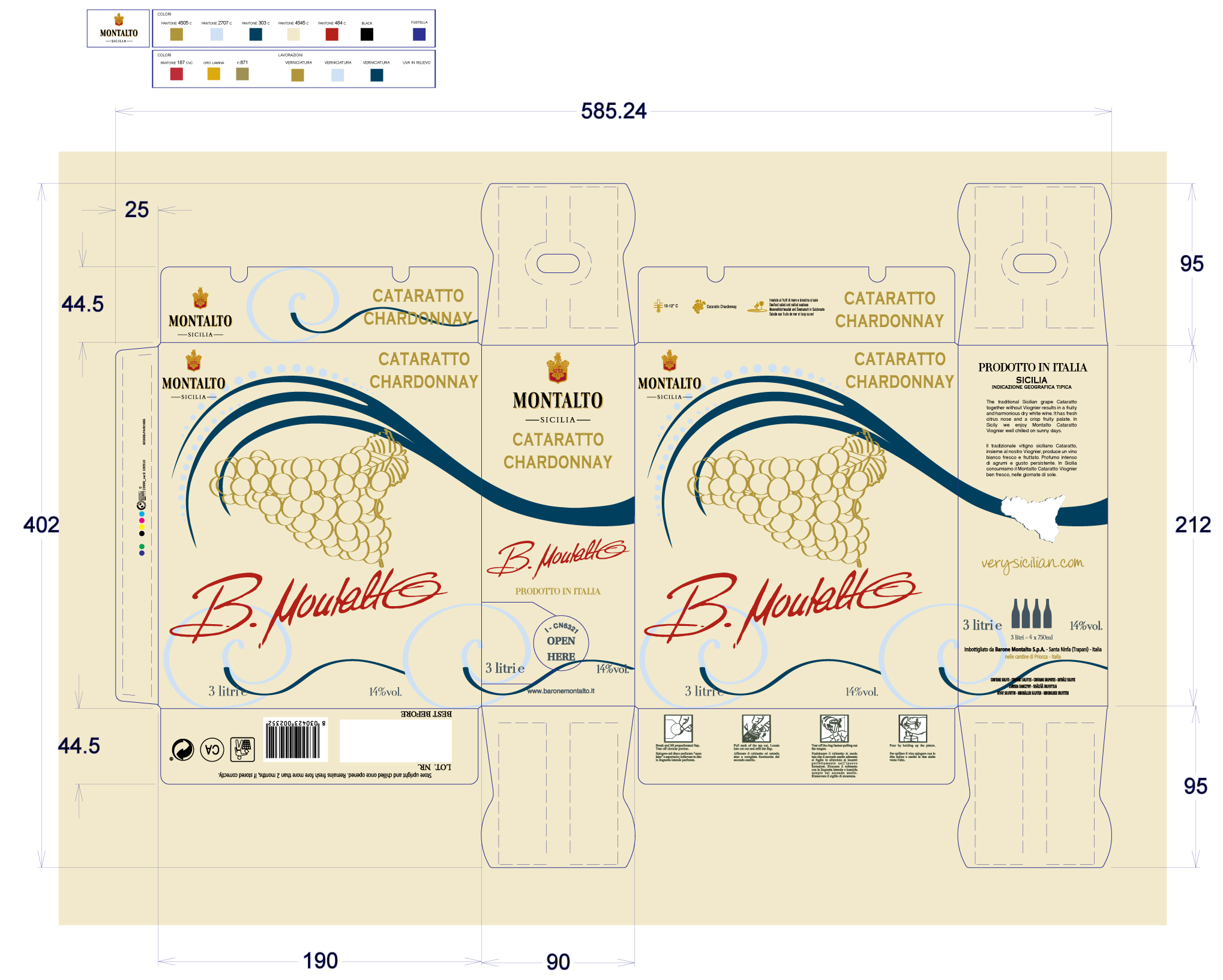 Bag in Box Descrizione: grafica per il packaging del bag-in-box realizzato per un