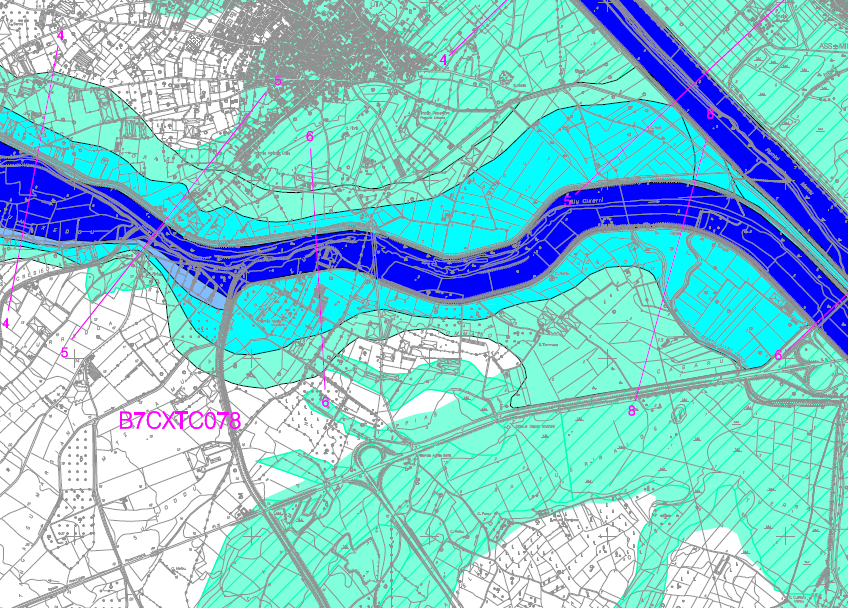 Figura 8 - Stralcio Tavola Hi 04/26 allegata al P.A.I. (Carta delle aree inondabili) 4.