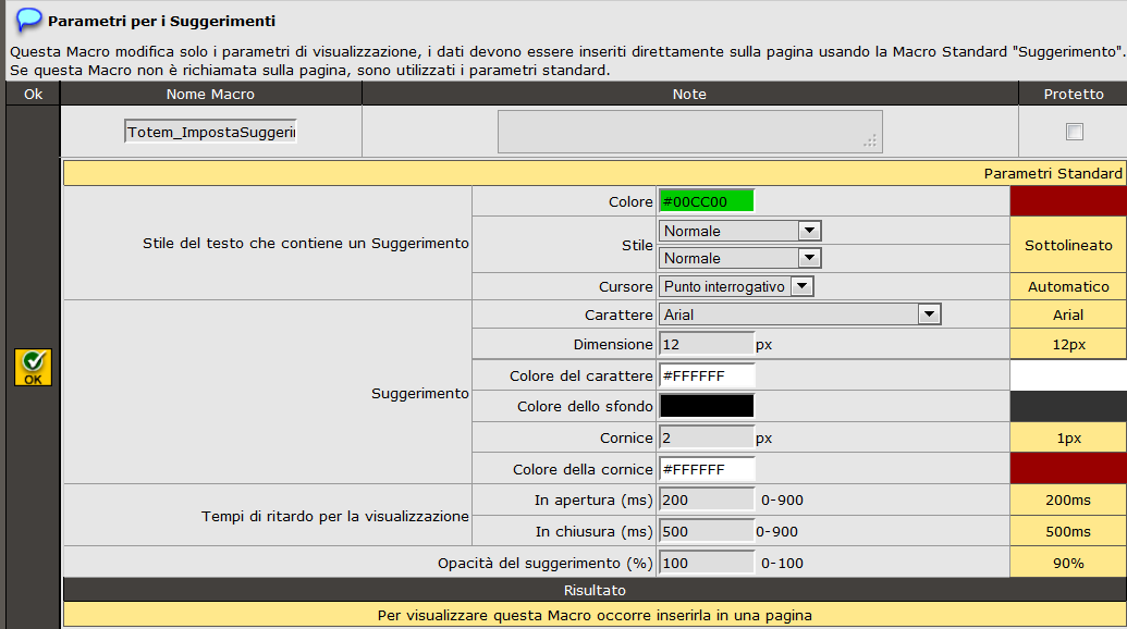 XFACILE / XTOTEM Pagina 21 Suggerimenti (impostazioni) E' possibile personalizzare i suggerimenti inserendo