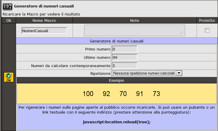 XFACILE / XTOTEM Pagina 31 Generatore numeri