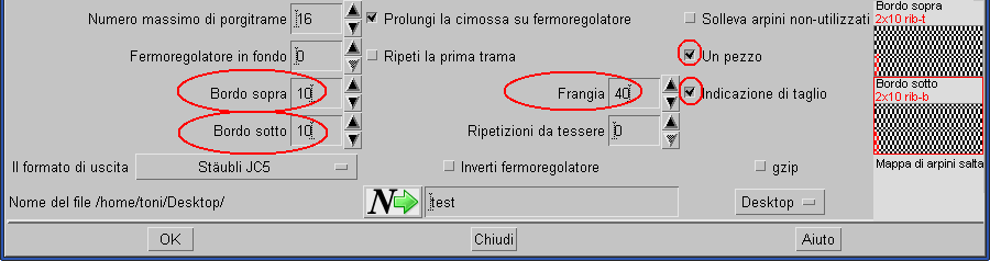 Manuale dell'utente inferiore, frange, guida di taglio nella finestra Salva l'armatura per la produzione.