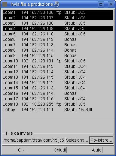 Manuale dell'utente Compilate il file nella finestra di configurazione di rete di telai, come evidenziato nell'immagine sottostante, inserite però i dati secondo quanto richiesto dai vostri