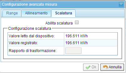 alto. Per facilitare la lettura è possibile allinearla a quella del contatore esistente correggendo il valore visualizzato e registrato.