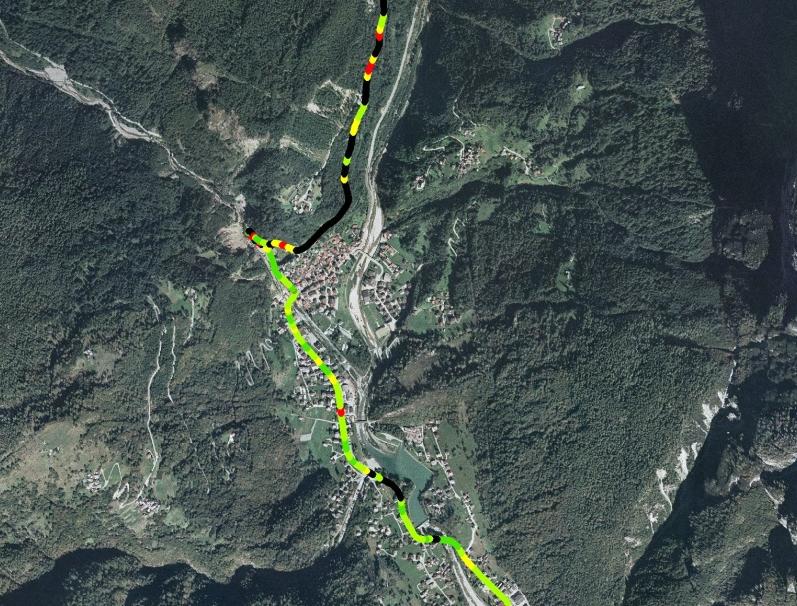 Di seguito si riportano, a livello esemplificativo alcune sequenze di fotogrammi georiferiti acquisisti dalle tre camere frontali dedicate alla ripresa panoramica della sede stradale.