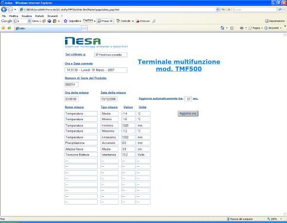 Programmazoe Il datalogger è completamete cofgurable sa locale sa da remoto (teleprogrammazoe) preva autetcazoe co user-ame e password d accesso.