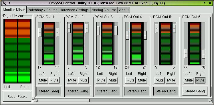 Figura 19.3: Monitor e digital mixer di envy24control 19.2.7 Il miscelatore per il soundchip Envy24 envy24control è un programma di miscelazione per schede audio con il chip Envy24 (ice1712).