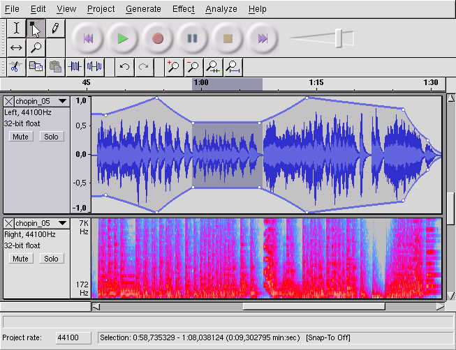 Figura 19.10: Rappresentazione spettrale dei dati audio 19.6.