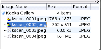23.5 La galleria La finestra della galleria mostra la directory in cui Kooka memorizza le immagini (cfr. fig 23.4).