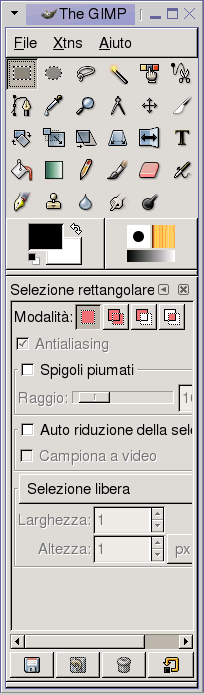 Figura 24.1: La finestra principale Livelli, canali, tracciati, annulla Per selezionare un immagine, cliccate sul menù a tendina in alto.