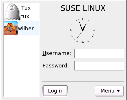 2.8 Login grafico L installazione di SUSE LINUX è finita. Ora, potete immettervi per la prima volta nel vostro sistema.