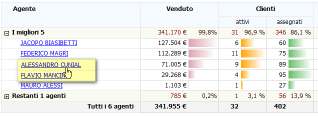 2.3.2 Nuova analisi Fatturato Agente La nuova versione realizzata con i Reporting Services dell analisi dati Fatturato Agenti riporta in modo sintetico (una sola pagina A4 in orizzontale) una visione