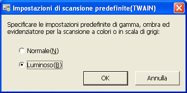 2.7 Scansione di un immagine più chiara 6. Nella finestra [TWAIN Driver], fare click sul tasto [Si]. I cambiamenti fatti sono salvati e la finestra [TWAIN Driver] si chiude.