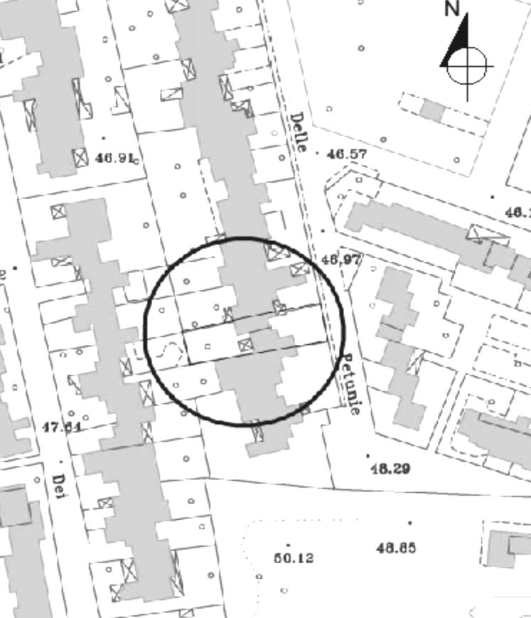 CASO STUDIO Edificio a schiera tipo simplex di circa 110 mq Orientamento dell asse longitudinale non conforme con i principi della bioclimatica (fronti