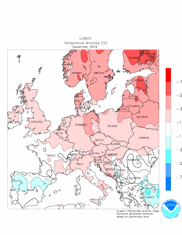 December Event 07 Figure 8: NOAA December 2013 Temperature Anomaly ( C) map.