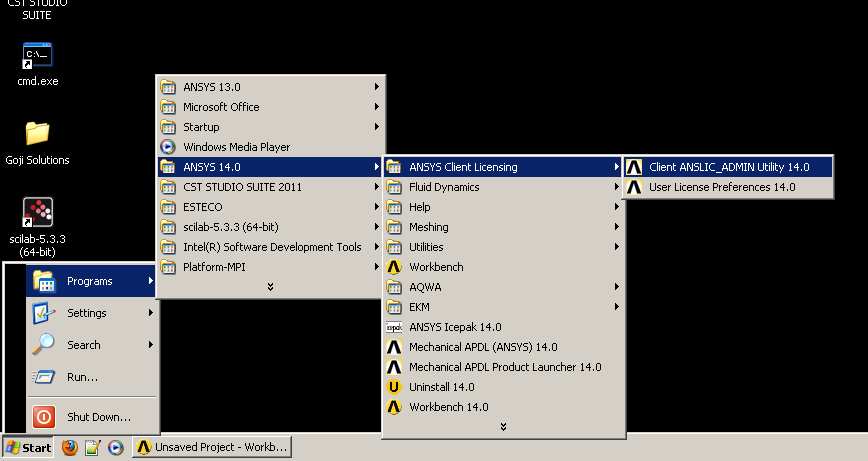 DA MACCHINA CLIENT 3) 1) 2) Rispetto la versione da server le operazioni che si possono fare sono ridotte e in particolare si può 1) specificare dove andare a prendere licenze valide per Ansys.