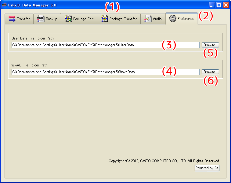 Modo Preference Quello che si può fare in questo modo... Visionare e configurare le cartelle di memorizzazione per i file usati da Data Manager.