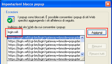 2.3 Blocco Popup Chi utilizza Internet Explorer aggiornato al Service Pack 2 ha un popup blocker in funzione che potrebbe impedire la corretta navigazione con WiFE.