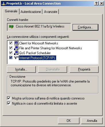 Installazione del software e configurazione Figura 4-8 Selezione del protocollo TCP/IP 5.