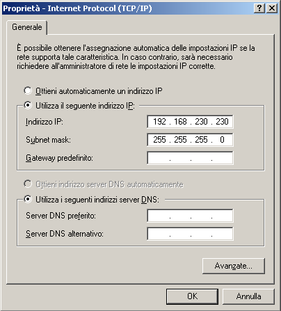 Installazione del software e configurazione Sirona Dental Systems GmbH Figura 4-9 Impostazioni IP 6. Modificare le impostazioni come mostrato in figura e confermare con "OK". 7.