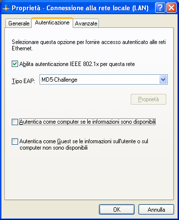 Windows 98/NT: Il servizio di Autenticazione NON e supportato.