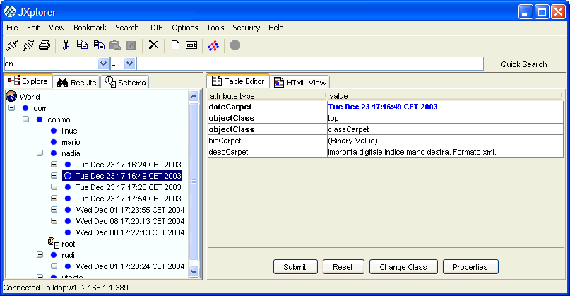 Infrastruttura: autenticazione utente e servizi disponibili Figura 7.3: Browsing della directory 7.