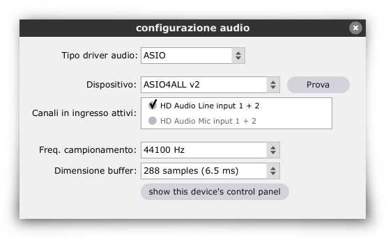 Configurazione audio Per configurare al meglio la scheda audio, seguire la seguente procedura: 1. 2.