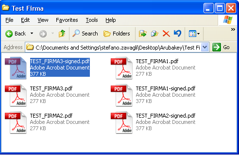 Passo 7 I documenti firmati verranno salvati nella stessa cartella dove