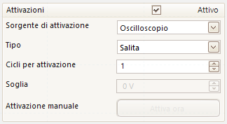 156 7.8.1.3 Barre degli strumenti e pulsanti Comandi Trigger Normalmente il generatore di segnale è sempre in esecuzione.