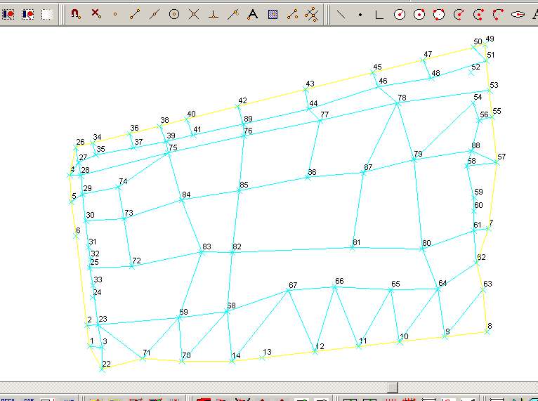 9.3.3 - DISEGNA CONTORNI - DISCONTINUITA - PUNTI DISCAV ripropone graficamente il contenuto numerico degli archivi dei Punti Quotati e dei Contorni/Discontinuità.