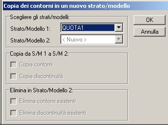 9.12.2 - AGGIORNA CONTORNI COINCIDENTI 9.12.3 - CREA CONTORNO Attraverso questo comando è possibile copiare solamente i contorni tra due strati/modelli del lavoro corrente.