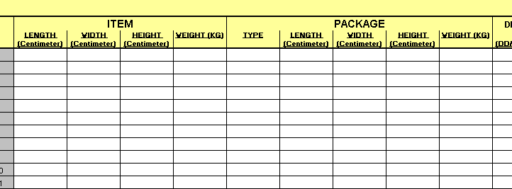 (Figura 11) Materiali senza imballo Materiali imballati/sciolti Nel caso di materiali non imballati e sciolti, il fornitore deve specificare: I dati di peso e le dimensioni dei singoli Item