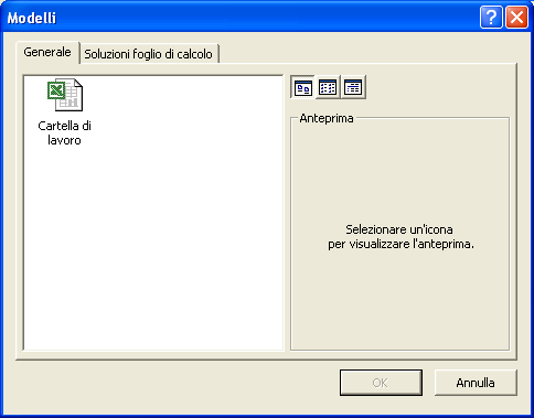 4.1.1.3 Creare un nuova cartella di lavoro Scegliere Nuovo dal menù File, quindi Cartella di lavoro vuota (A) nella sezione Nuovo del riquadro delle attività Nuova cartella di lavoro.