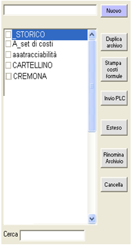 - Diario = Visualizza e scrive nel disco fisso un diario che registra tutte le modifiche di prezzo effettuate con i comandi Ricalcolo Costi Formule.