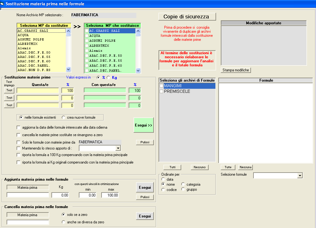 FILTRO FORMULE Ora si possono fare ricerche tra le formule creando dei filtri.