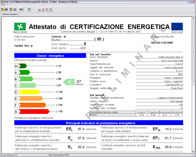 112 5 Stima 10 - UNITS 11300 - BASE Certificazione energetica preliminare/regionale File - Generazione Attestato Certificazione preliminare/regionale Questa procedura è stata introdotta in epoca