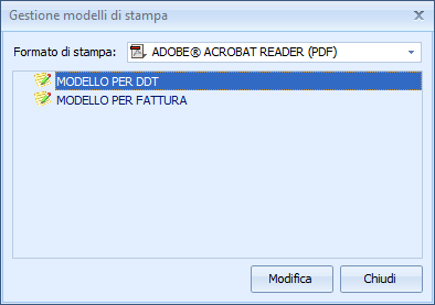 Strumenti 161 Gestione modelli di stampa Questa finestra permette anche di creare, eliminare, duplicare e rinominare i modelli di stampa tramite le relative funzioni disponibili