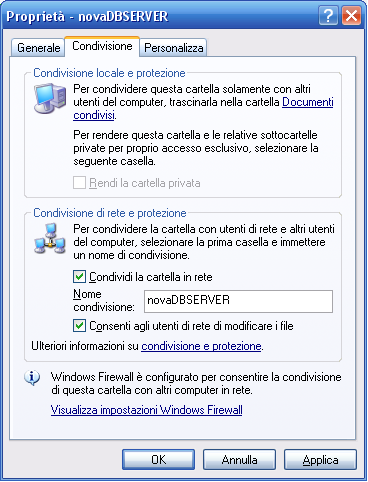 Versione Client/Server 31 Proprietà cartella novadbserver 4.