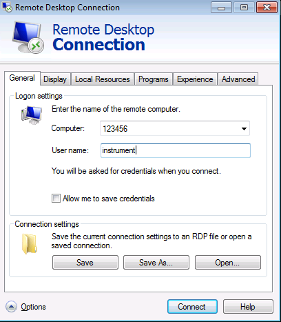 Appendice: Interfaccia LAN Funzionamento con Desktop Remoto di Windows 4. Aprire la scheda "Experience".