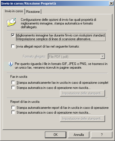 4 Configurazione - Invio di fax 4.1 Opzioni di invio 1. Nella configurazione di GFI FaxMaker, fare clic con il pulsante destro del mouse su Opzioni di invio/ricezione e selezionare Proprietà.