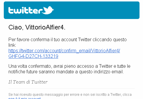 Twitter Ricorda però che il tuo account non è ancora completamente attivo.