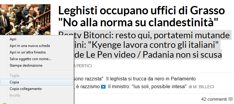 Pagine web: copiare testi ed immagini dal web in un documento 2- TASTO