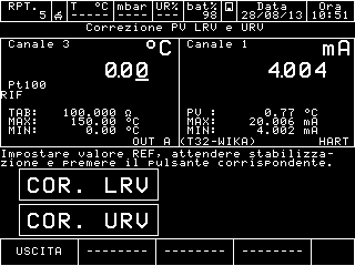 Lo strumento HART viene impostato in generazione fissa di uscita (4 o 20 ma) e il canale RF sta misurando la reale generazione ma analogica del trasmettitore.