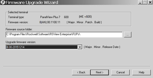 Capitolo 6 Aggiornamento firmware 4. Fare clic su Network Connection (using RSLinx Enterprise) e quindi su Next.