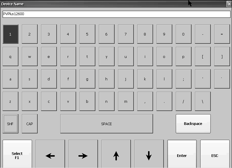 Capitolo 3 Configurazione delle impostazioni del pannello operatore Tastiera virtuale Quando si attiva un campo di inserimento dati, si apre una tastiera virtuale.