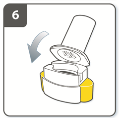 Preparare la capsula Separare uno degli alveoli dal resto del blister, strappando lungo la linea di perforazione. Togliere la pellicola protettiva dall alveolo per fare uscire la capsula.